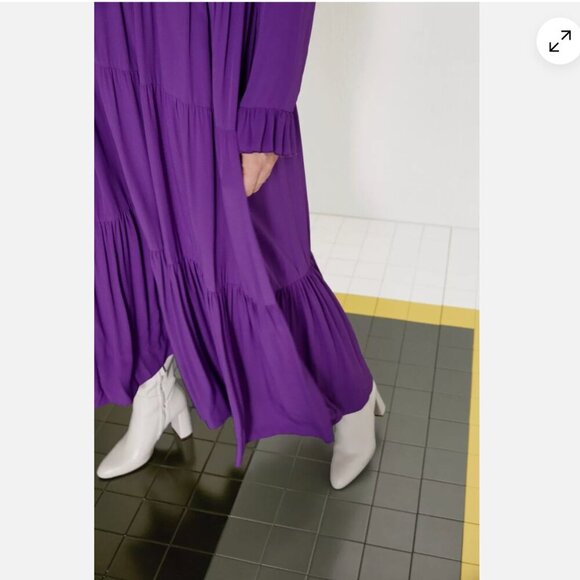 ZARA WOMEN FLOWING PURPLE LONG DRESS WITH RUFFLES SIZE XS NEW WITH TAG! - Picture 12 of 12